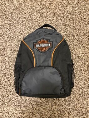 Harley-Davidson Black & Gray Backpack with Orange Piping